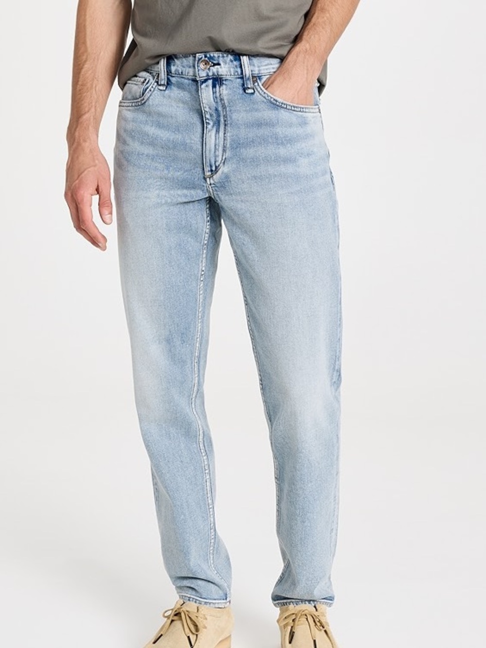 RAG & BONE Button Fly Straight Leg Light Blue Jeans - Picture 2 of 16